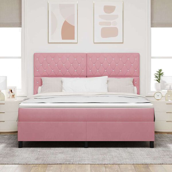 vidaXL Lit &agrave; ressorts avec matelas Rose 180 x 200 cm tissu