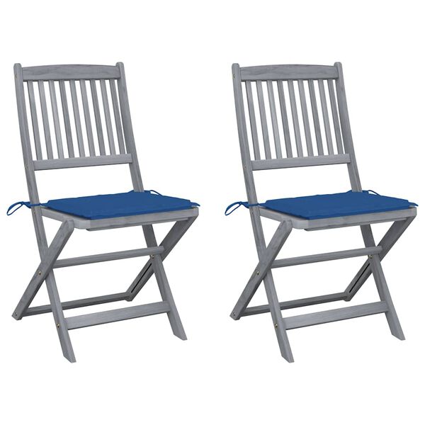 vidaXL Chaises pliables d'ext&eacute;rieur lot de 2 et coussins Bois d'acacia