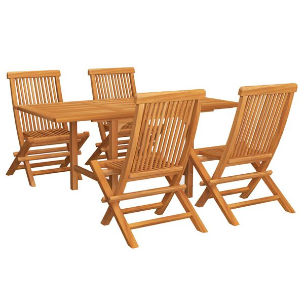 vidaXL Ensemble &agrave; manger de jardin 5 pcs Bois de teck massif