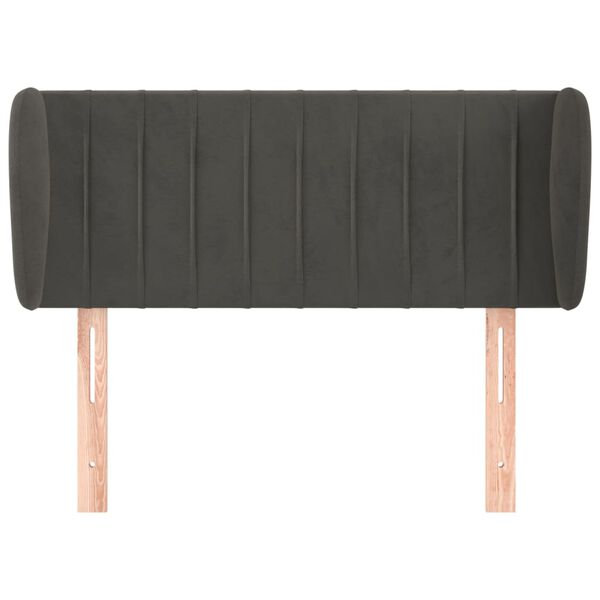 vidaXL T&ecirc;te de lit avec oreilles Gris fonc&eacute; 103x23x78/88 cm Velours