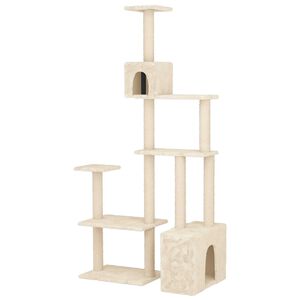vidaXL Arbre &agrave; chat avec poteaux &agrave; griffer en sisal Cr&egrave;me 177,5 cm