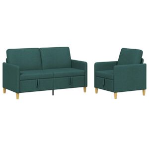 vidaXL Canap&eacute; avec rangement 2 pc Vert fonc&eacute; Polyester