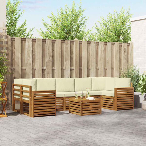 vidaXL Ensembles de canap&eacute;s avec coussin 8 pcs Naturel et Cr&egrave;me