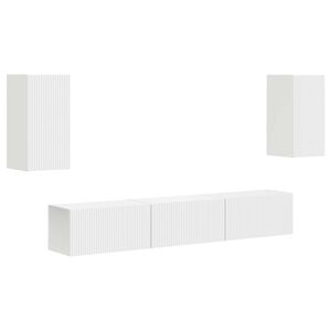 vidaXL Ensemble meuble TV Montage mural 5 pcs Blanc Bois d'ing&eacute;nierie