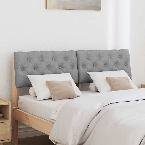 vidaXL T&ecirc;te de lit capitonn&eacute;e Gris clair 120 cm Pin massif