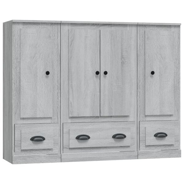 vidaXL Buffets 3 pcs sonoma gris bois d'ing&eacute;nierie