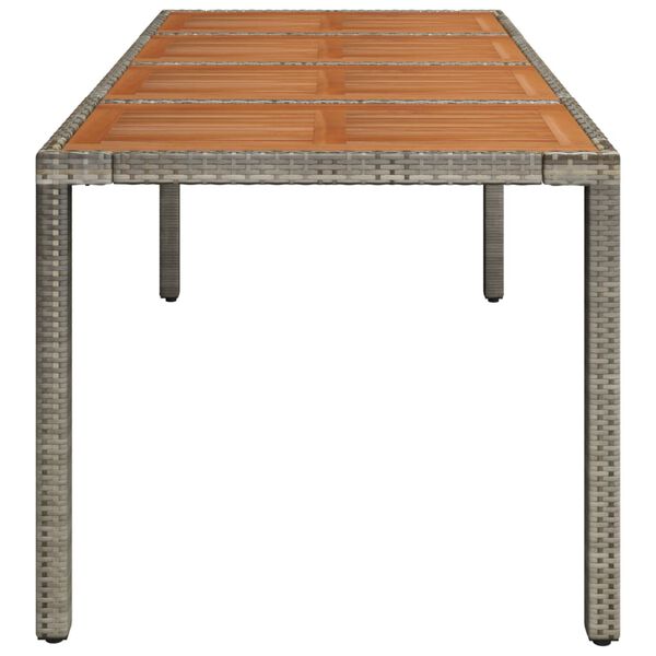 vidaXL Table de jardin dessus en bois Gris 190x90x75 cm R&eacute;sine tress&eacute;e