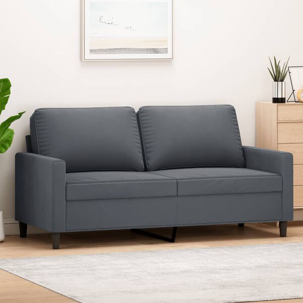 vidaXL Canap&eacute; &agrave; 2 places Gris fonc&eacute; 140 cm Velours