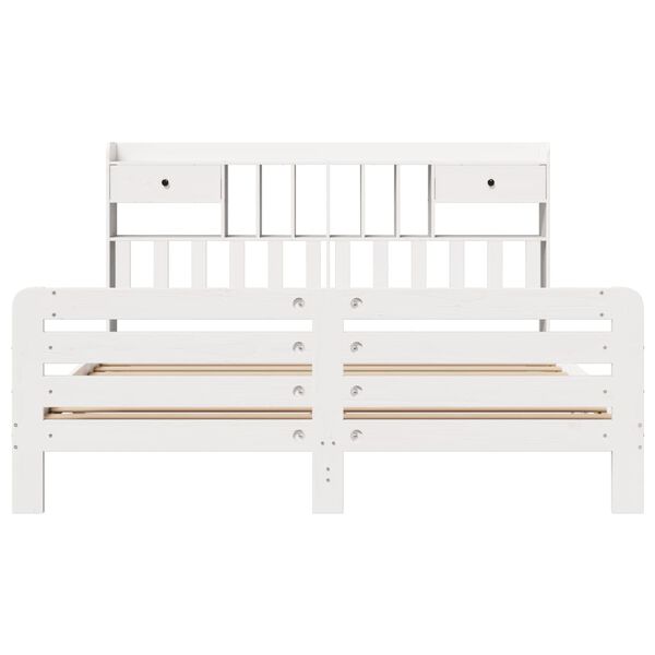 vidaXL Lit biblioth&egrave;que sans matelas blanc 180x200 cm bois pin massif