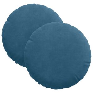 vidaXL Coussins de si&egrave;ge 2 pcs Bleu &Oslash; 40 x 13 cm Velours