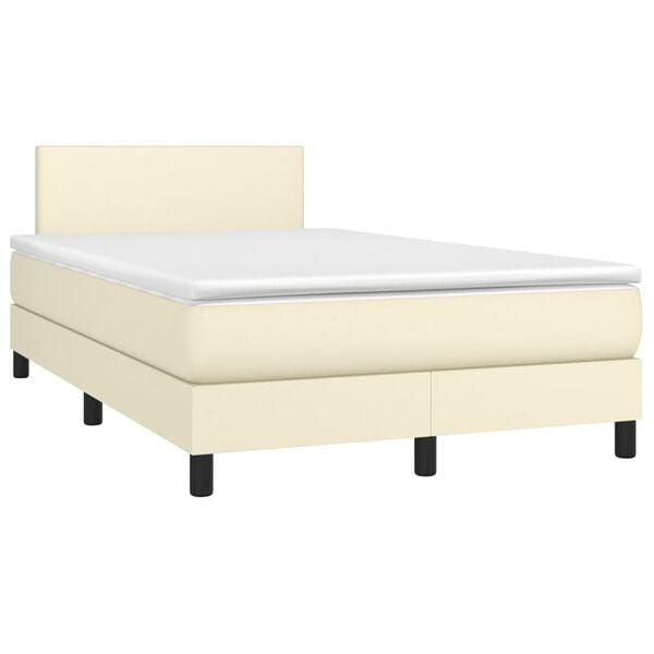 vidaXL Sommier &agrave; lattes de lit avec matelas Cr&egrave;me 120x200cm Similicuir