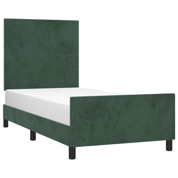 vidaXL Cadre de lit sans matelas vert fonc&eacute; 90x200 cm velours