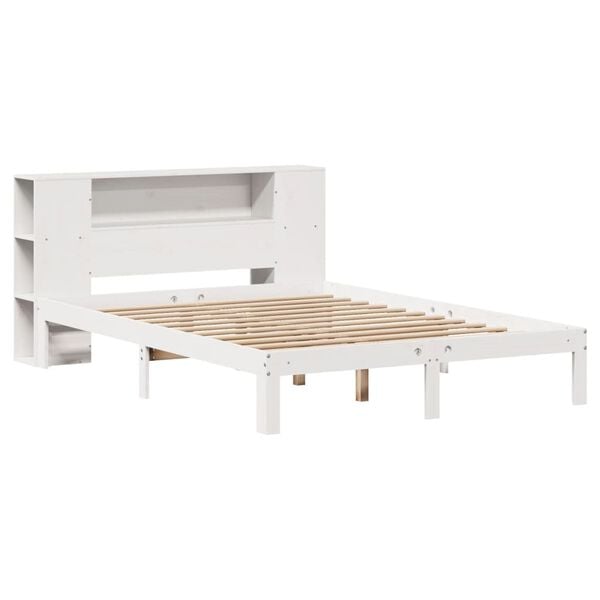 vidaXL Lit biblioth&egrave;que sans matelas blanc 140x200 cm bois pin massif
