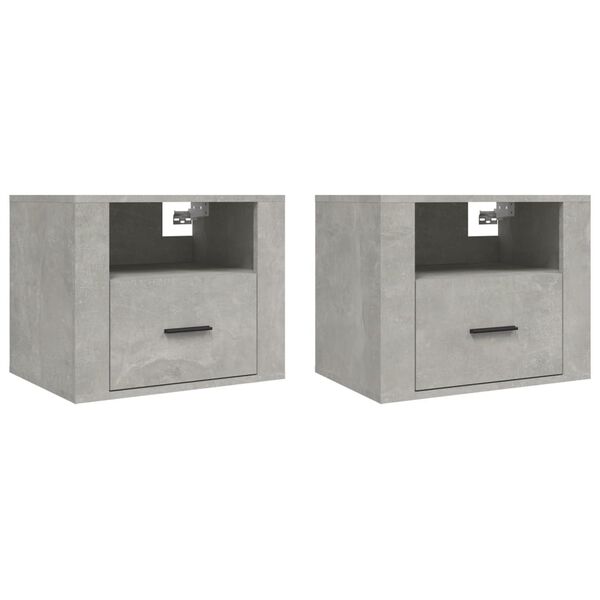 vidaXL Tables de chevet murales 2 pcs Gris b&eacute;ton 50x36x40 cm
