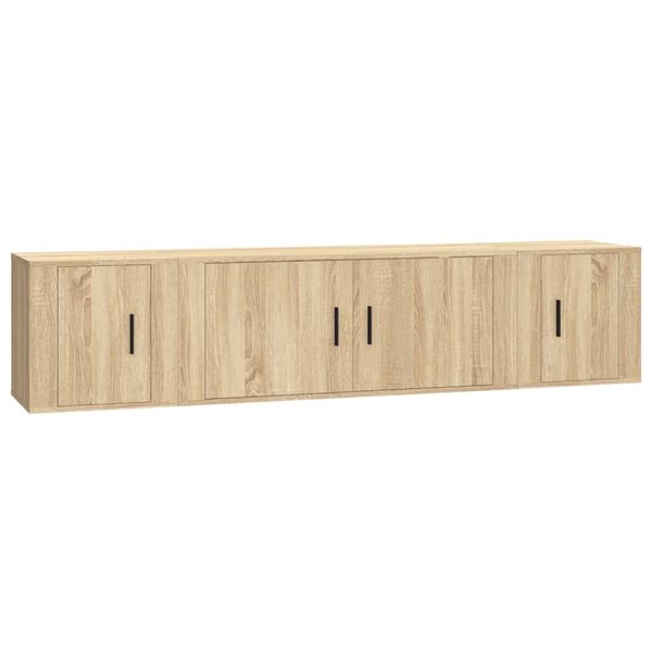 vidaXL Ensemble de meubles TV 3 pcs Ch&ecirc;ne sonoma Bois d'ing&eacute;nierie