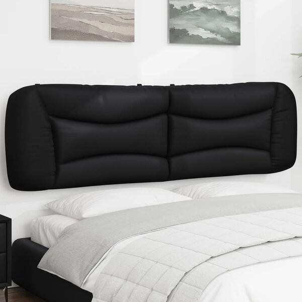 vidaXL Coussin de t&ecirc;te de lit Hvar noir 183 cm similicuir