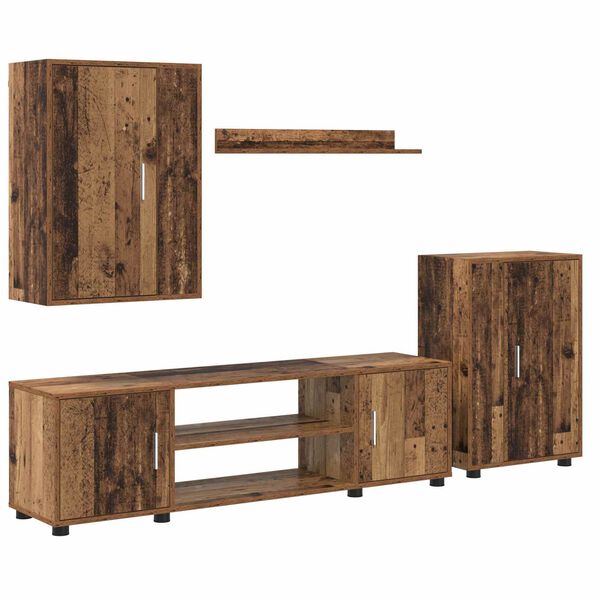 vidaXL Ensemble meuble TV 4 pcs Bois Ancien Bois d'ing&eacute;nierie