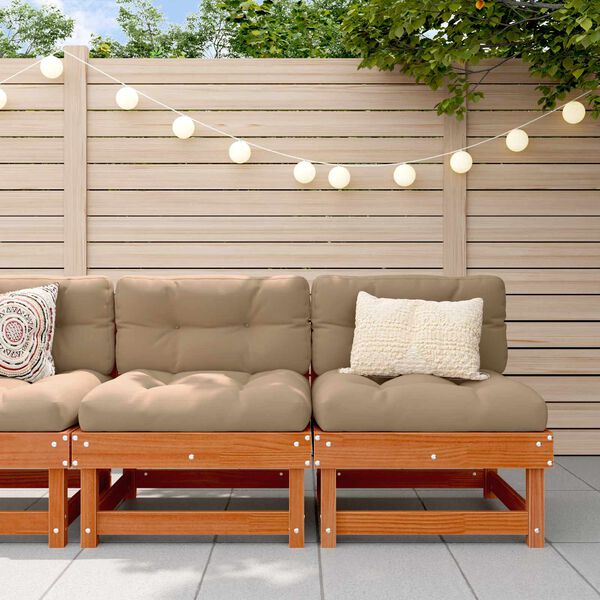 vidaXL Sofa de jardin milieu Pin massif Brun Cir&eacute;