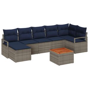 vidaXL Ensemble de canap&eacute; de jardin 8 pc Gris polyrotin