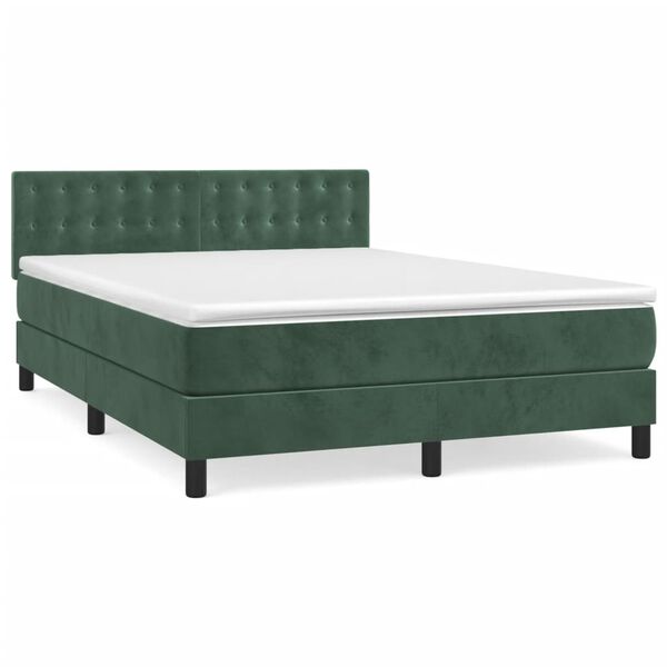 vidaXL Sommier &agrave; lattes de lit et matelas Vert fonc&eacute; 140x200cm Velours