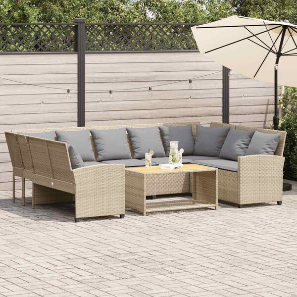 vidaXL Canap&eacute; de jardin avec coussins beige r&eacute;sine tress&eacute;e