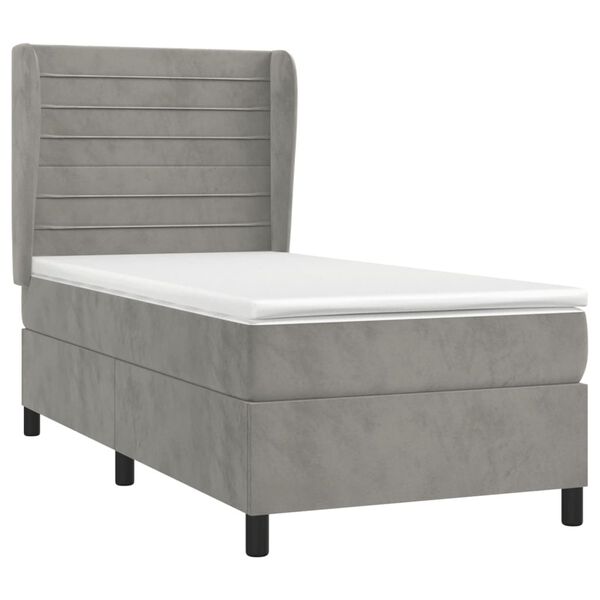 vidaXL Sommier &agrave; lattes de lit et matelas Gris clair 80x200 cm Velours
