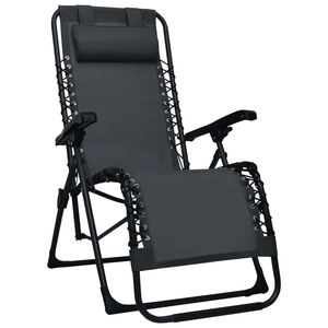 vidaXL Chaise pliable de terrasse Noir Textil&egrave;ne