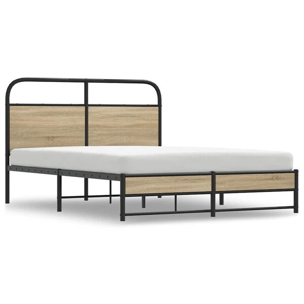 vidaXL Cadre de lit sans matelas 140x190 cm ch&ecirc;ne fum&eacute; bois ing&eacute;nierie