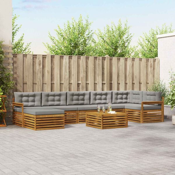 vidaXL Ensemble de canap&eacute;s d'ext&eacute;rieur 8 pcs Gris Naturel et Clair