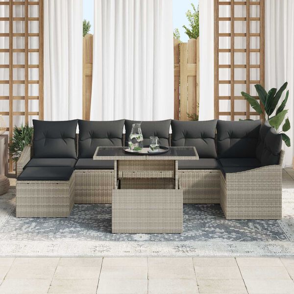 vidaXL Ensemble de canap&eacute; de jardin 8 pcs Gris clair et gris fonc&eacute;