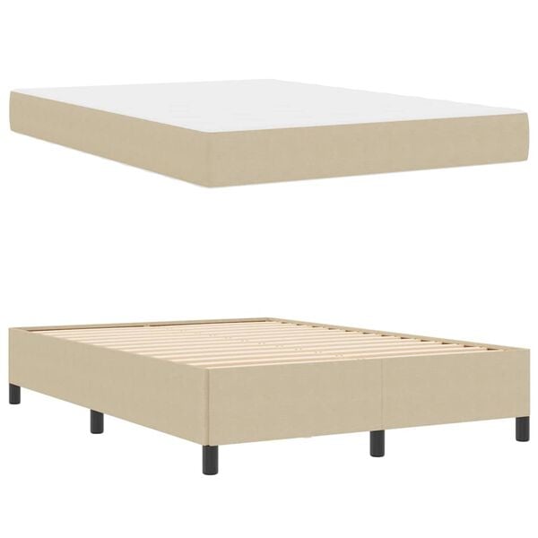 vidaXL Cadre de lit avec matelas Gris Vert Clair 160 x 200 cm tissu
