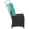 vidaXL Chaise de jardin inclinable Noir et turquoise polyrotin