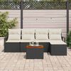 vidaXL Ensemble de canapé de jardin avec coussin 6 pcs Noir Poly rotin