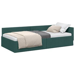 vidaXL Cadre de lit d'angle Vert fonc&eacute; 90 cm x 190 cm tissu