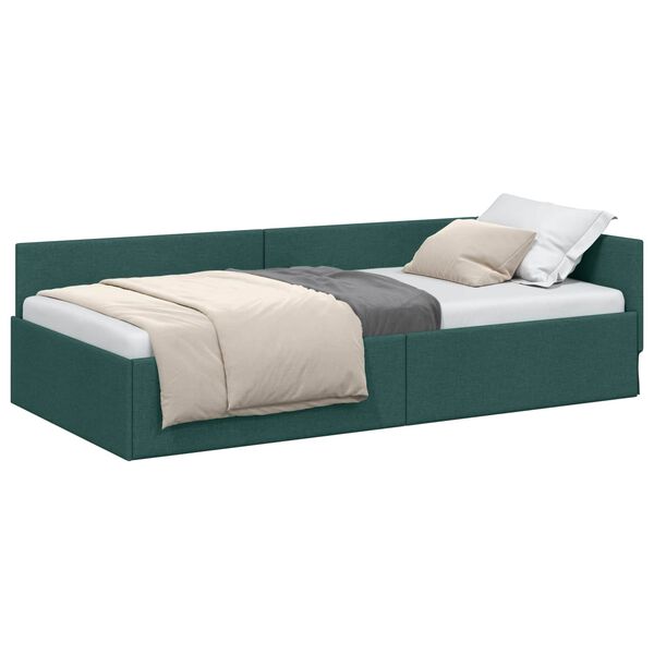 vidaXL Cadre de lit d'angle Vert fonc&eacute; 90 cm x 190 cm Velours