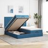 vidaXL Cadre de lit ottoman avec matelas bleu fonc&eacute; 200x200 cm velours