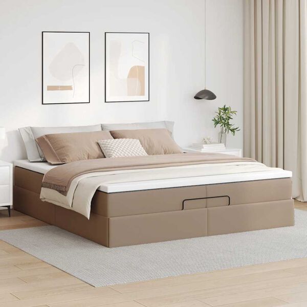 VidaXL Cadre de lit ottoman et matelas cappuccino 200x200cm similicuir