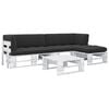 vidaXL Salon de jardin palette 4 pcs et coussins Pin impr&eacute;gn&eacute; de blanc