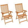 vidaXL Chaises de jardin lot de 2 et coussins à carreaux gris Teck