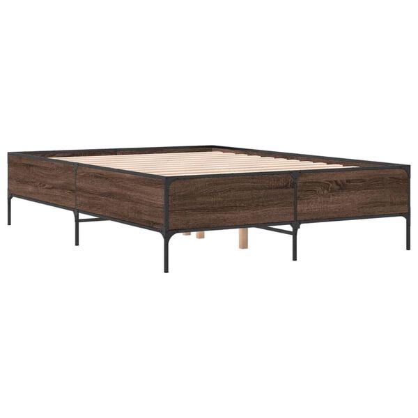 vidaXL Cadre de lit sans matelas ch&ecirc;ne marron 135x190 cm