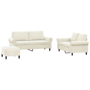 vidaXL Ensemble de canap&eacute;s 3 pcs avec coussins Cr&egrave;me Velours