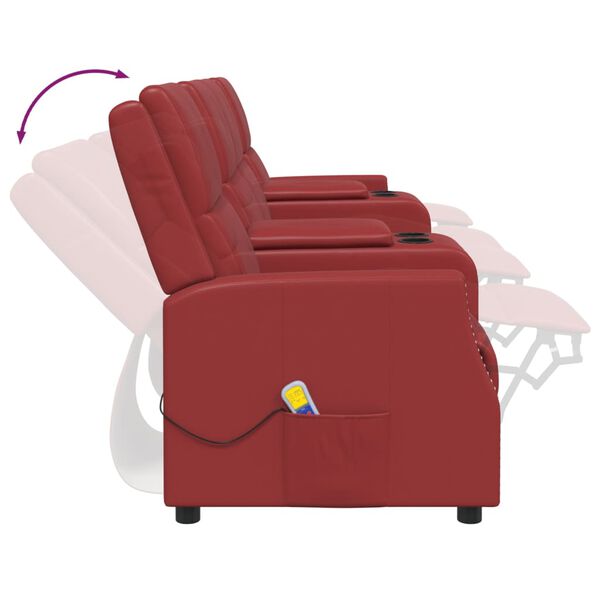 vidaXL Fauteuil de massage inclinable 4 places rouge bordeaux