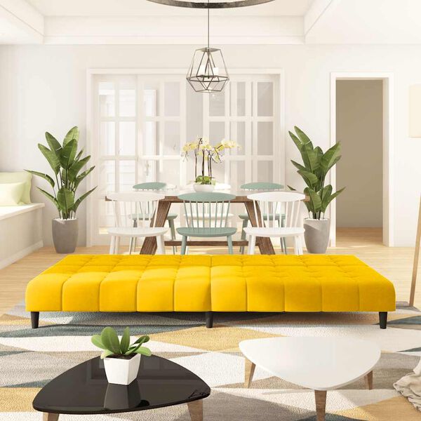 vidaXL Canapé-lit 2 places jaune velours