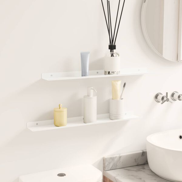 vidaXL &Eacute;tag&egrave;re flottante 2 pcs Blanc 60 x 8,5 x 2,5 cm Acier