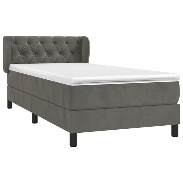vidaXL Sommier &agrave; lattes de lit et matelas Gris fonc&eacute; 80x200 cm Velours