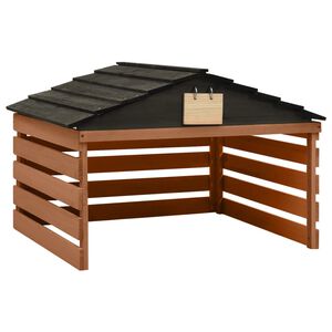 vidaXL Garage de tondeuse &agrave; gazon Noir et marron 78x74x54cm Sapin