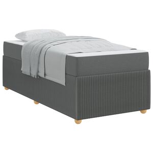 vidaXL Cadre de lit avec matelas Gris fonc&eacute; 90 x 190 cm tissu