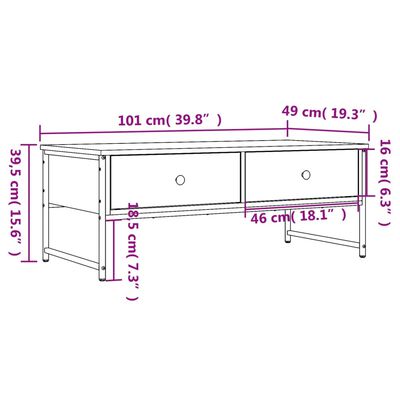 vidaXL Table basse noir 101x49x39,5 cm bois d'ingénierie