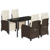 vidaXL Ensemble &agrave; manger de jardin 5 pcs et coussins marron poly rotin