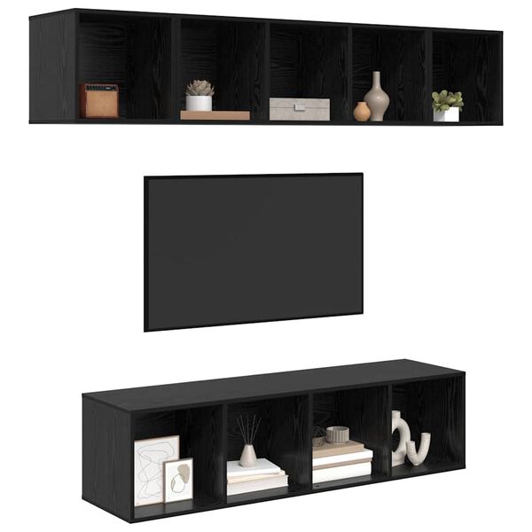 vidaXL Ensemble meuble TV 4 pcs Ch&ecirc;ne noir Bois d'ing&eacute;nierie